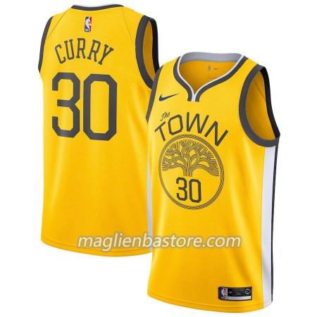 Maglia NBA Golden State Warriors Stephen Curry 30 2018-19 Nike Giallo Swingman - Uomo